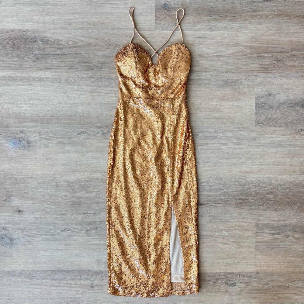 Gold Sequin Maxi Dress